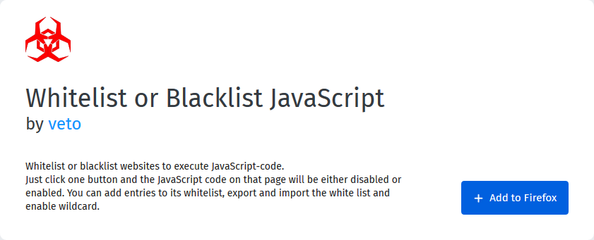Javascript Whitelist extension installation