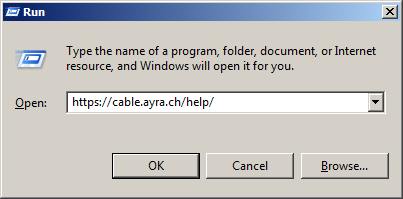 The run dialog