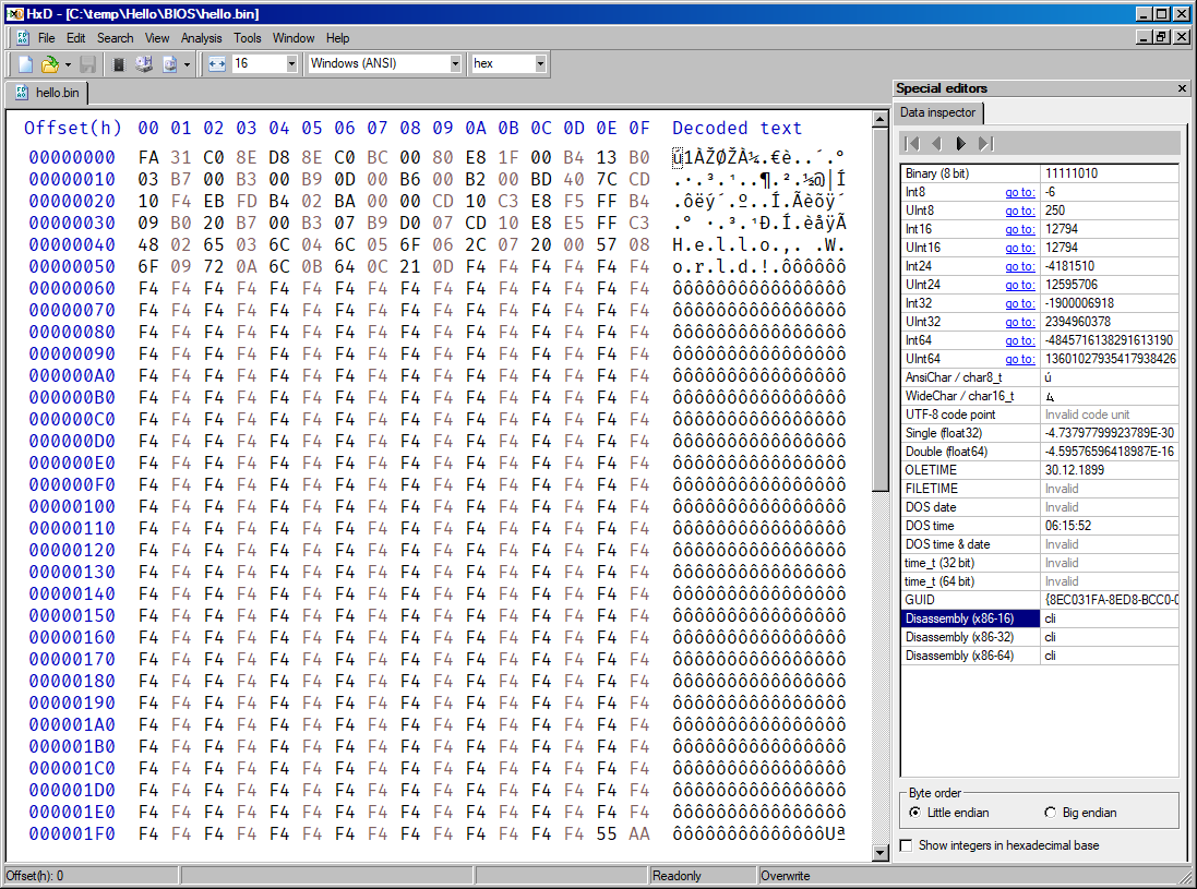 screenshot of HxD