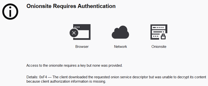 .onion authentication failed